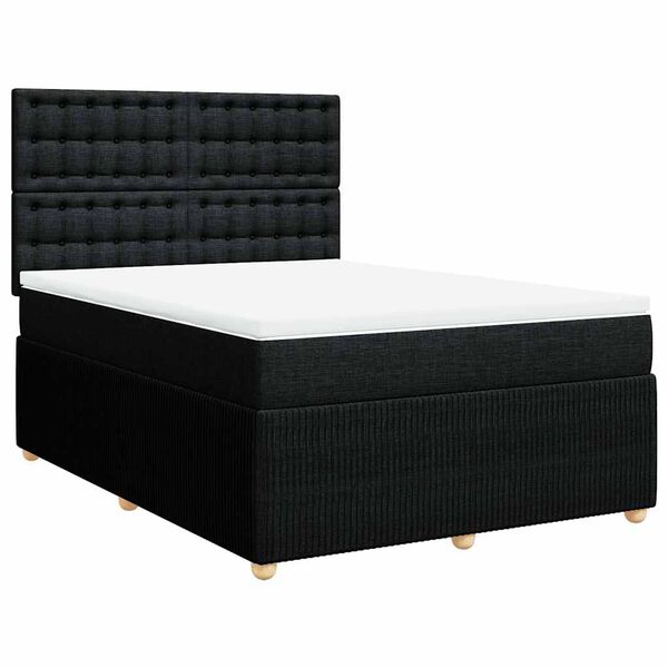 vidaXL Sommier &agrave; lattes de lit avec matelas Noir 140x200 cm Tissu
