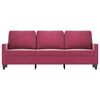vidaXL Canapé à 3 places Rouge bordeaux 180 cm Velours