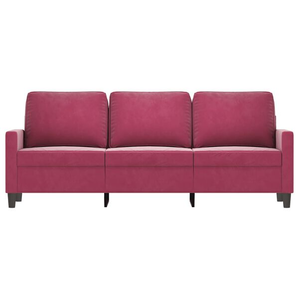vidaXL Canapé à 3 places Rouge bordeaux 180 cm Velours