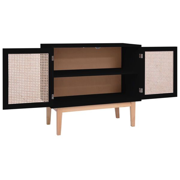 vidaXL Buffet noir 88,5x40x80 cm MDF et résine tressée