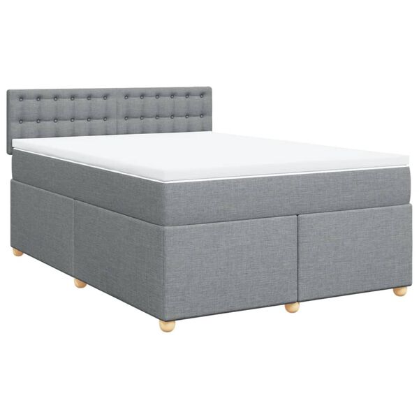 vidaXL Sommier &agrave; lattes de lit avec matelas Gris clair 140x200cm Tissu