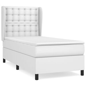 vidaXL Sommier &agrave; lattes de lit avec matelas Blanc 90x200 cm Similicuir