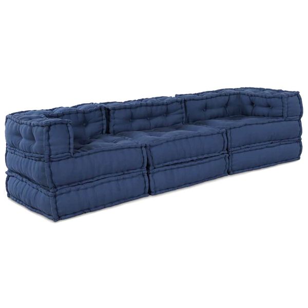 vidaXL Canapé modulaire 3 pcs Indigo tissu