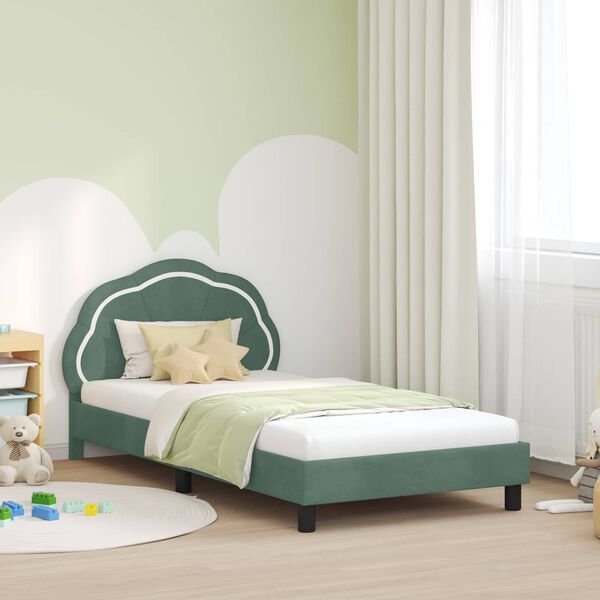 vidaXL Cadre de lit pour enfants avec t&ecirc;te de lit Vert Mer 90 x 200 cm