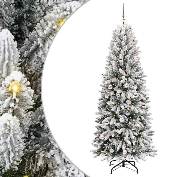 vidaXL Sapin de No&euml;l artificiel avec 300 LED avec support Blanc 210 cm