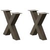 vidaXL Pieds de table basse en forme de X, 2 pi&egrave;ces, acier naturel, 60 x (42-43) cm