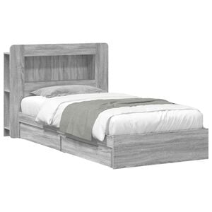 vidaXL Cadre de lit avec rangement avec tiroir Sonoma gris 75 x 190 cm