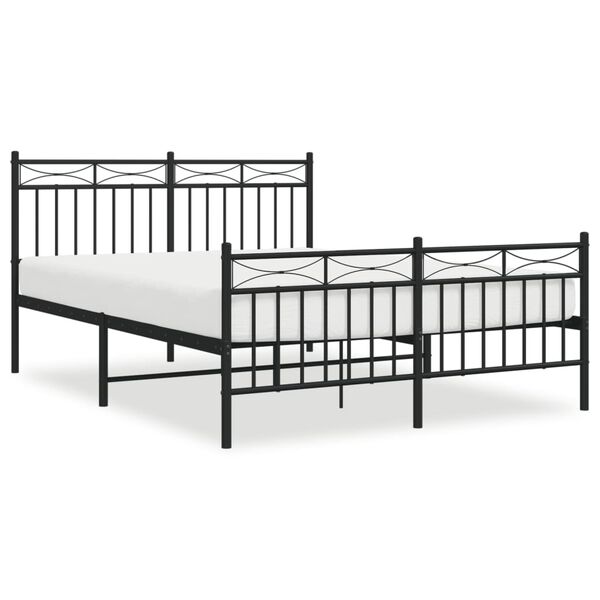 vidaXL Cadre de lit m&eacute;tal sans matelas avec pied de lit noir 140x190cm