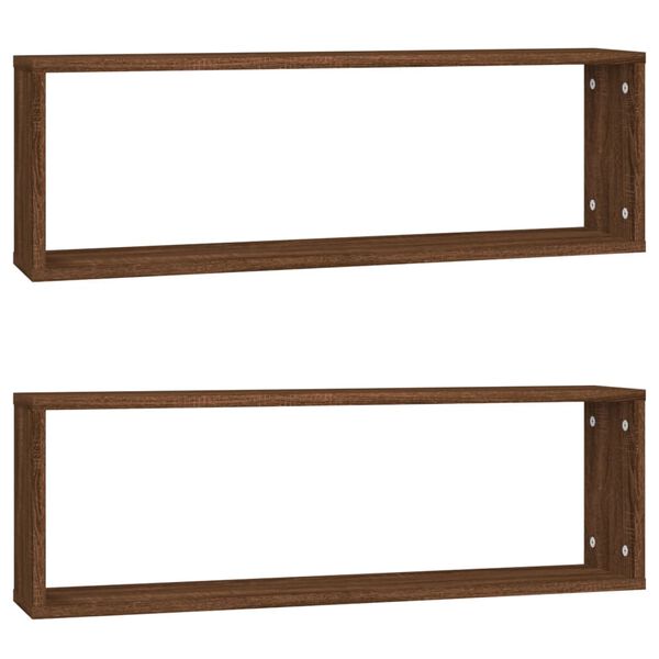vidaXL Étagères murales cubiques 2 pcs Chêne marron 80x15x26,5 cm
