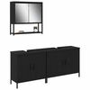 vidaXL Ensemble de mobilier de salle de bain avec &eacute;tag&egrave;re 3 pcs Noir
