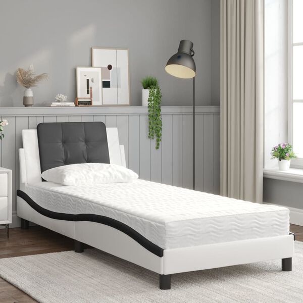 vidaXL Cadre de lit sans matelas Zadar blanc et noir 80x200 cm similicuir