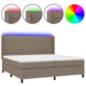 vidaXL Sommier &agrave; lattes de lit matelas et LED Taupe 200x200 cm Tissu