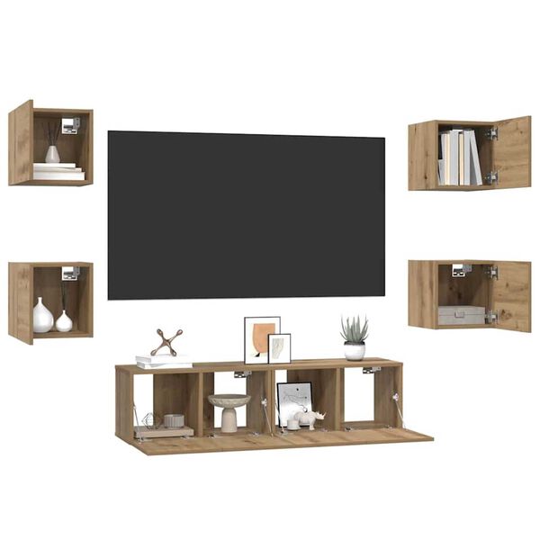 vidaXL Ensemble meuble TV 6 pcs Ch&ecirc;ne artisanal Bois d'ing&eacute;nierie