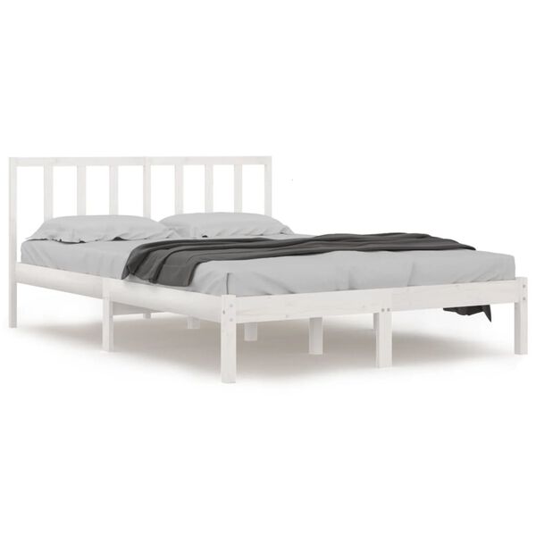 vidaXL Cadre de lit sans matelas blanc bois de pin massif 140x200 cm