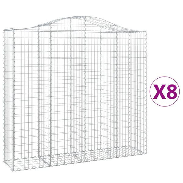 vidaXL Paniers à gabions arqués 8 pcs 200x50x180/200 cm Fer galvanisé