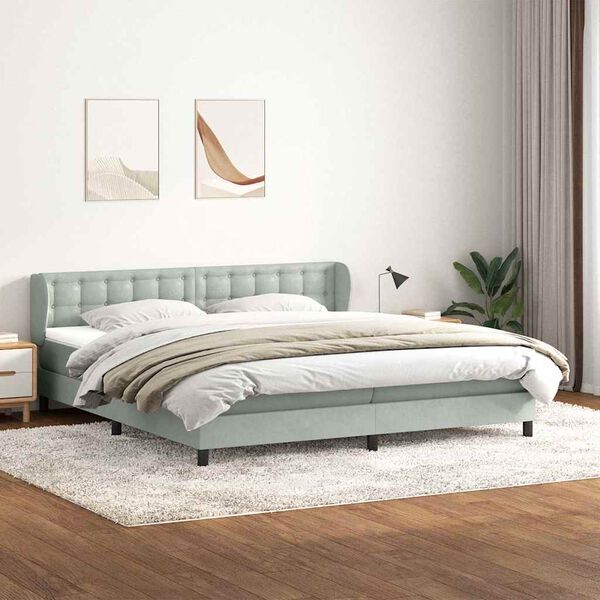 vidaXL Sommier &agrave; lattes de lit et matelas gris clair 180x210cm velours