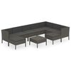 vidaXL Salon de jardin 10 pcs avec coussins R&eacute;sine tress&eacute;e Gris