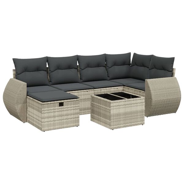 vidaXL Salon de jardin 6 pcs avec coussins gris clair r&eacute;sine tress&eacute;e