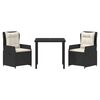 vidaXL Ensemble de salle &agrave; manger pour jardin 3 pcs Noir polyrotin