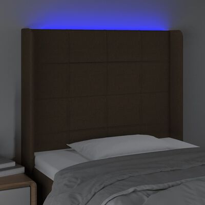 vidaXL Tête de lit à LED Marron foncé 93x16x118/128 cm Tissu