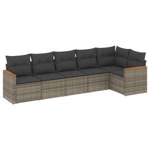 vidaXL Salon de jardin 6 pcs avec coussins gris r&eacute;sine tress&eacute;e