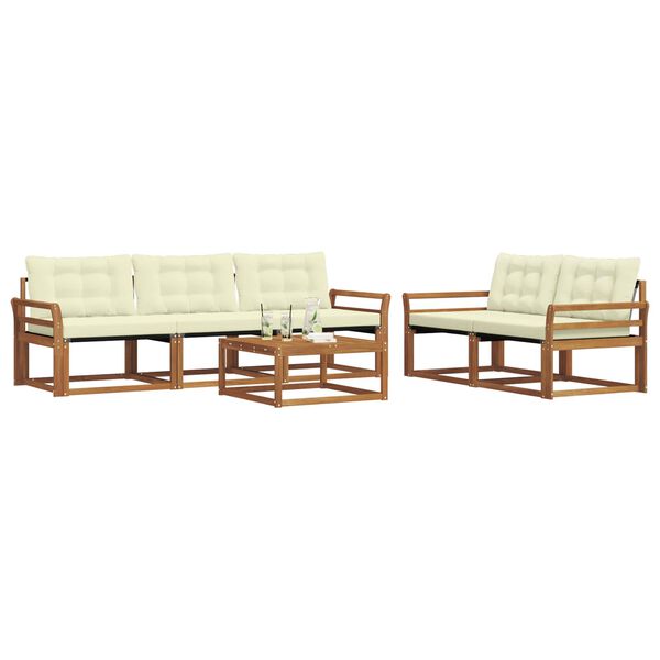 vidaXL Ensemble de canap&eacute;s d'ext&eacute;rieur 6 pcs Naturel et Cr&egrave;me