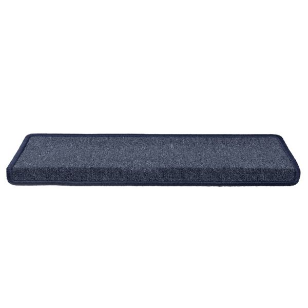 vidaXL Tapis d'escalier 15 pièces 65 x 21 x 4 cm Gris foncé et bleu Bord rectangulaire
