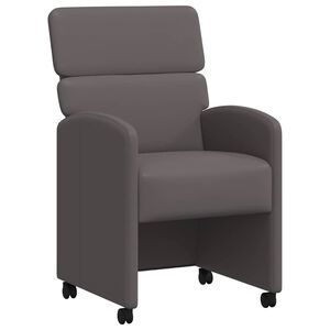 vidaXL Chaises de Salle &agrave; Manger avec Roues 2 pc Simili cuir Gris