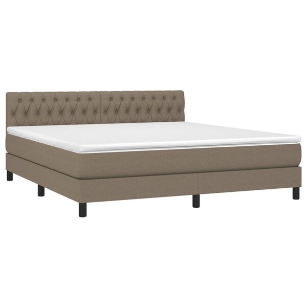 vidaXL Sommier &agrave; lattes de lit avec matelas Taupe 180x200 cm Tissu