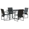 vidaXL Ensemble de salle &agrave; manger pour jardin 5 pc Noir Acier