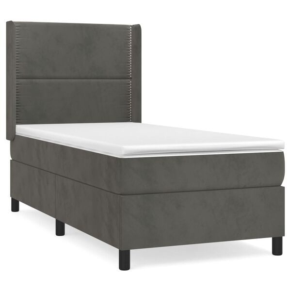 vidaXL Sommier &agrave; lattes de lit avec matelas Gris fonc&eacute; 100x200 cm