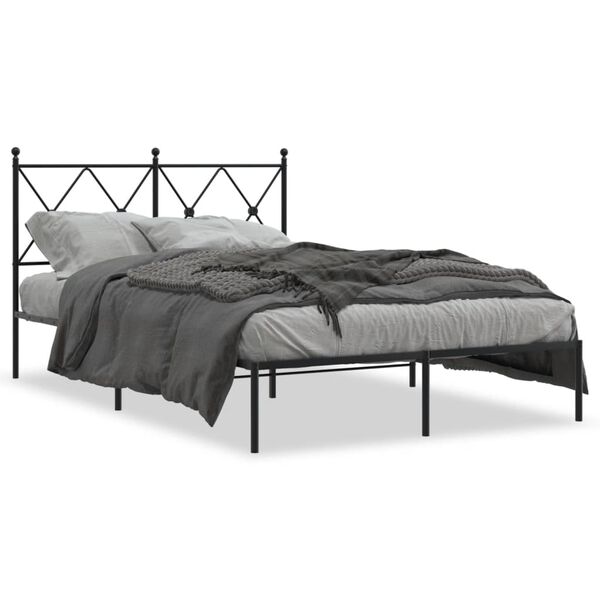 vidaXL Cadre de lit m&eacute;tal sans matelas avec t&ecirc;te de lit noir 120x190cm