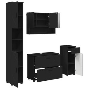 vidaXL Ensemble de mobilier de salle de bain 4 pc Noir