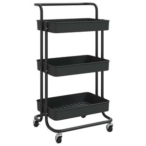 vidaXL Chariot de cuisine 3 niveaux Noir 42x35x85 cm Fer et ABS