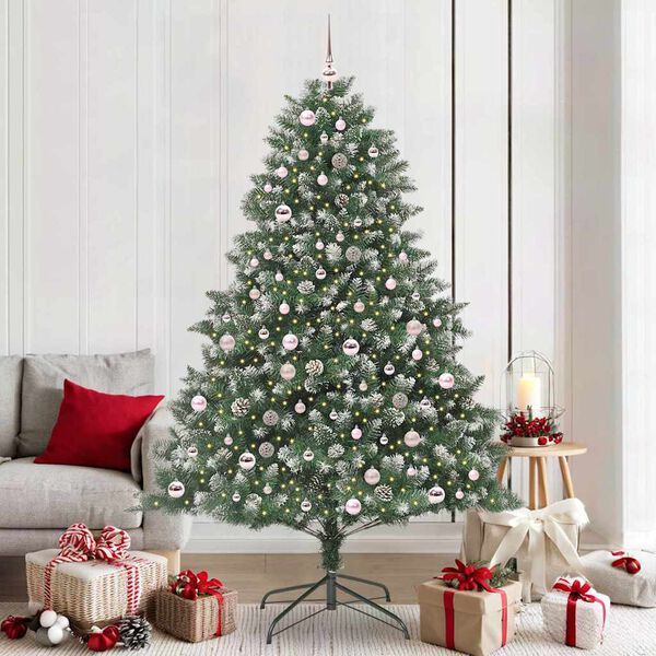 vidaXL Sapin de Noël artificiel Vert 210 cm PVC, plastique et acier