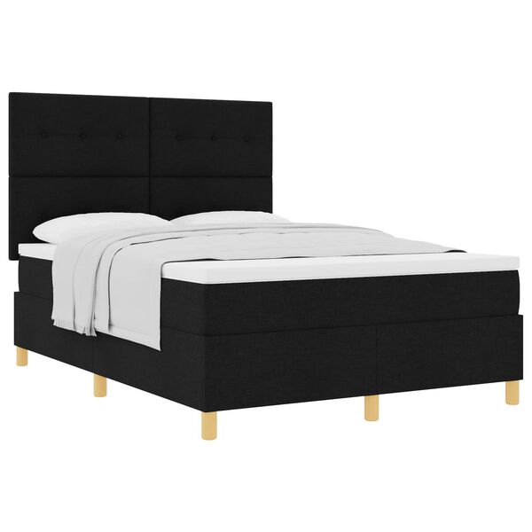 vidaXL Lit &agrave; ressorts avec matelas Noir 140 x 200 cm tissu