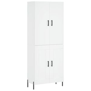 vidaXL Buffet haut Blanc 69,5x34x180 cm Bois d'ing&eacute;nierie