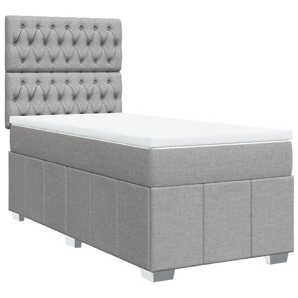 vidaXL Sommier &agrave; lattes de lit et matelas Gris clair 90x190 cm Tissu