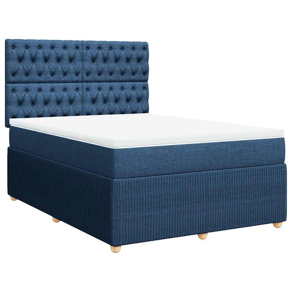 vidaXL Sommier &agrave; lattes de lit avec matelas Bleu 140x190 cm Tissu