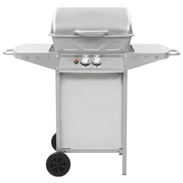 vidaXL Barbecue &agrave; gaz avec 2 zones de cuisson Acier Argent&eacute;