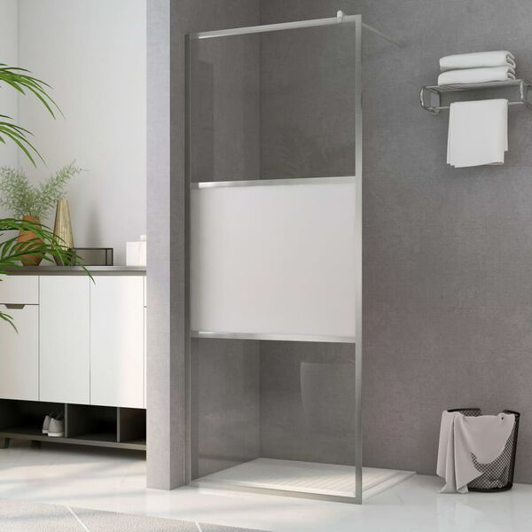 vidaXL Paroi de douche &agrave; l'italienne &agrave; verre ESG demi-d&eacute;poli 90x195 cm