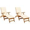 vidaXL Chaise longue inclinable et pliable 2 pc Bois d'Acacia Massif