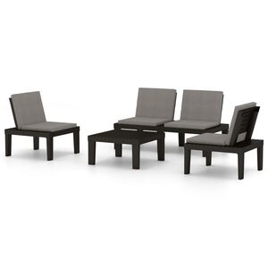 vidaXL Salon de jardin 4 pcs avec coussins Plastique Gris