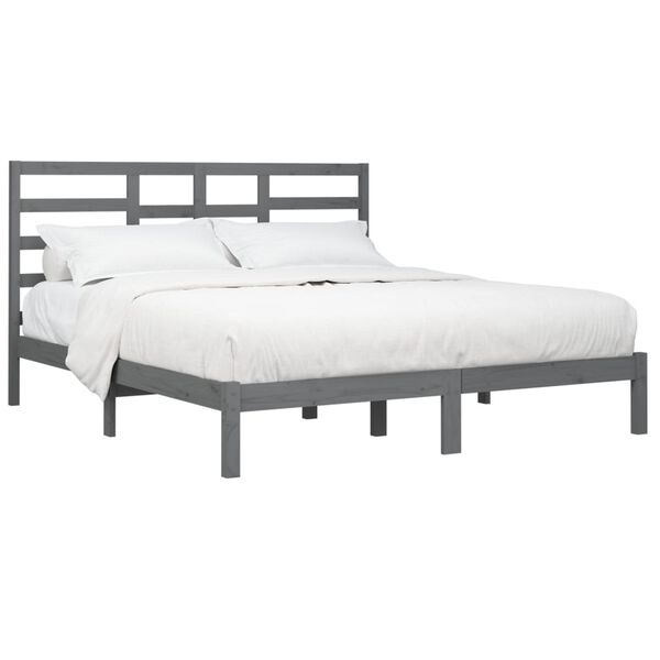 vidaXL Cadre de lit sans matelas bois massif gris 200x200 cm