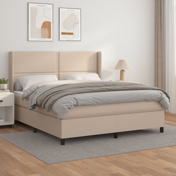 vidaXL Sommier &agrave; lattes de lit avec matelas Cappuccino 180x200 cm