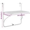 vidaXL Table de balcon Blanc 60x40 cm Acier