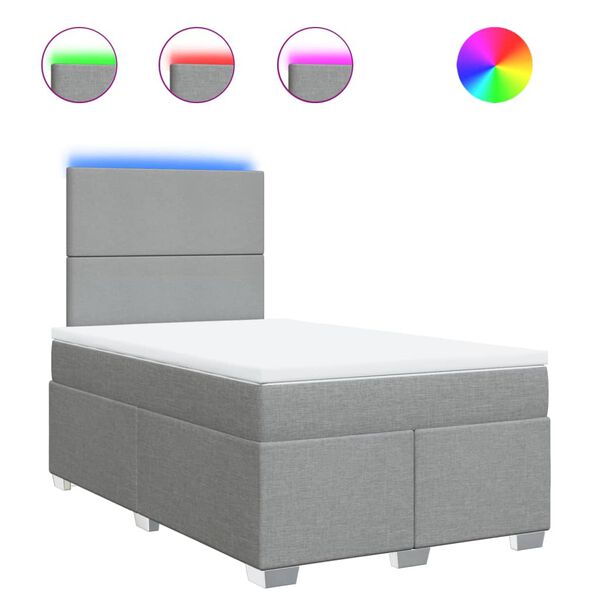 vidaXL Sommier &agrave; lattes de lit et matelas gris clair 120x190 cm tissu