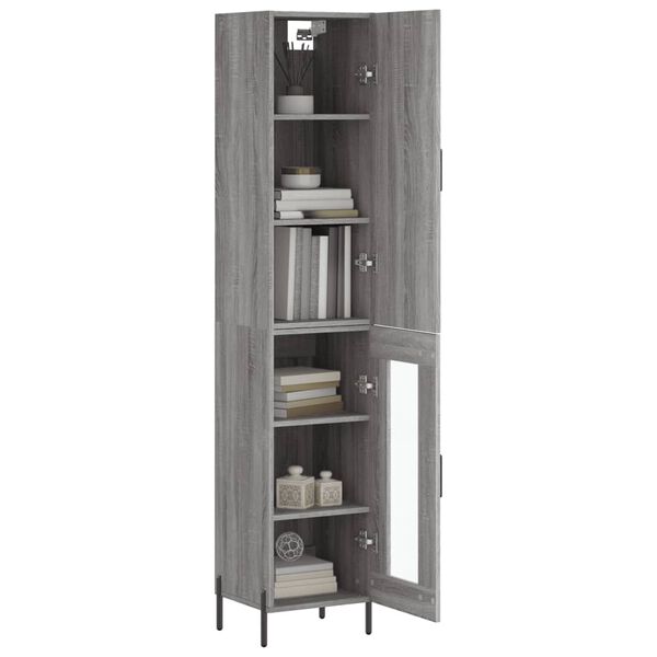 vidaXL Buffet haut Sonoma gris 34,5x34x180 cm Bois d'ing&eacute;nierie