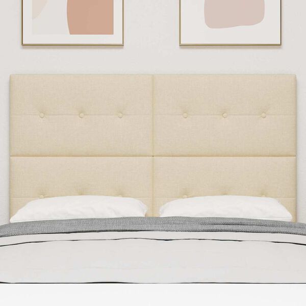 vidaXL T&ecirc;te de lit avec t&ecirc;te de lit Cr&egrave;me 144 cm Cuir synth&eacute;tique