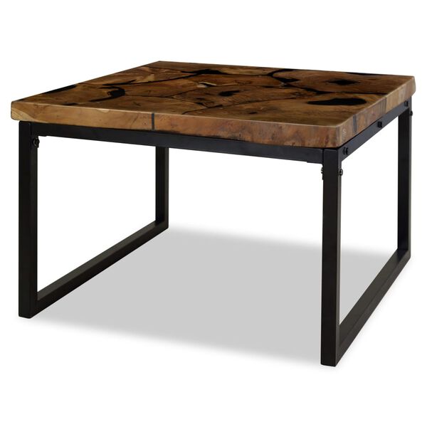 vidaXL Table basse Teck R&eacute;sine 60x60x40 cm